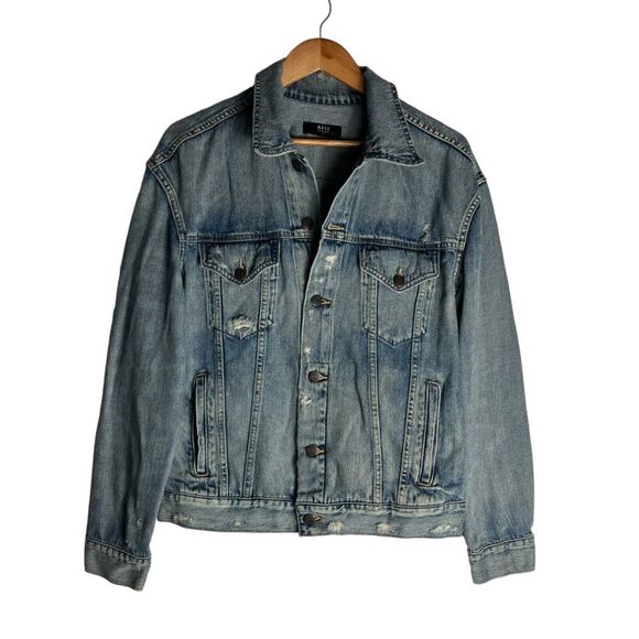 Able Distressed Merly Denim Jacket Buttoned Womens XL Jean - Picture 1 of 6